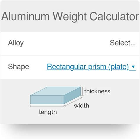 aluminum volume to weight calculator